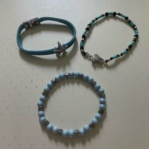Nautical Blue and Silver Bracelet Set